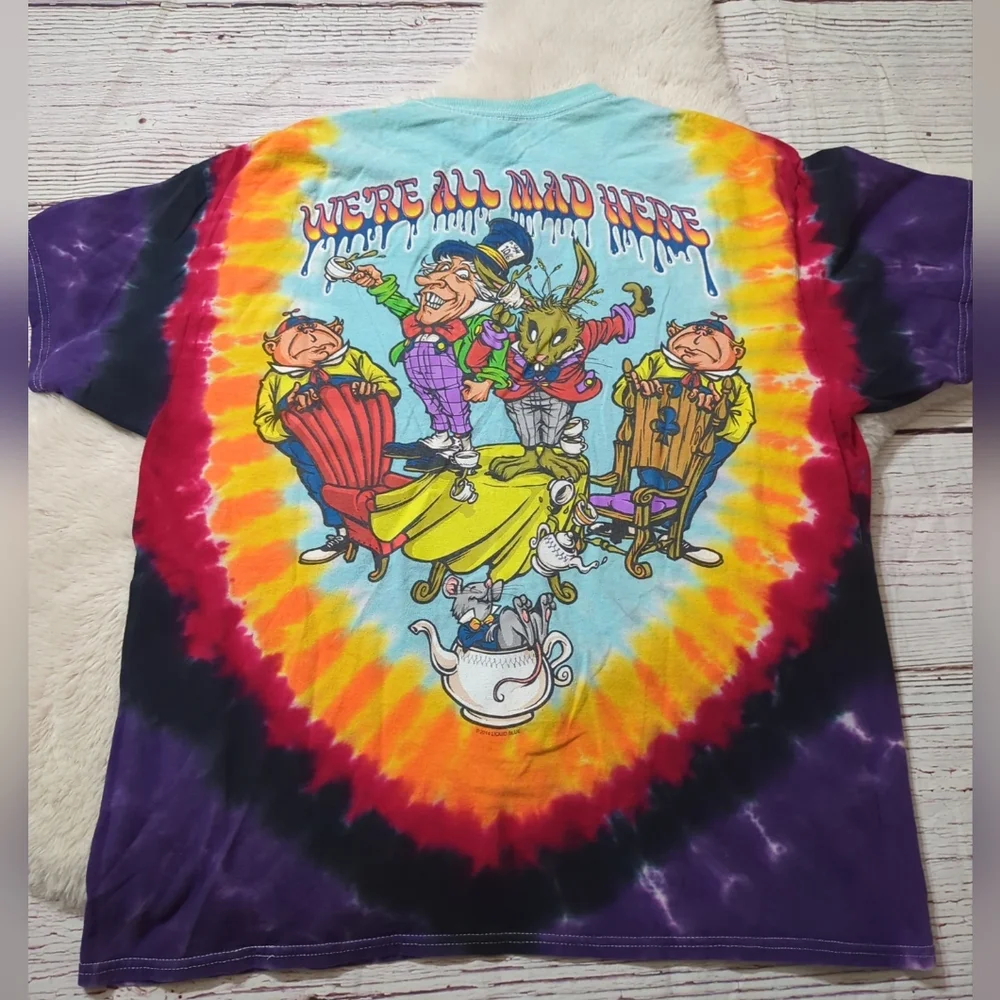 Liquid Blue Alice In Wonderland We're All Mad Here Tye Die Shirt XL - Picture 10 of 10